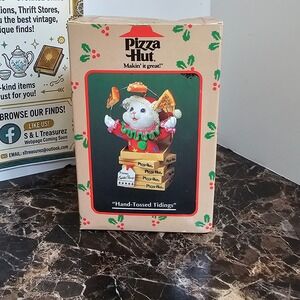 Vintage Enesco Pizza Hut Hand-Tossed Tidings Christmas Ornament 599166 Mouse
